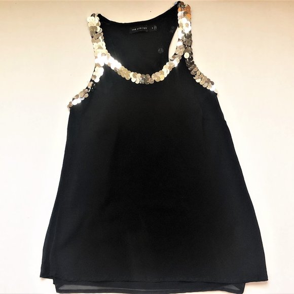 The Limited | Women’s Tops | Black Sheer Racerback with Sequin Collar | Size S - Picture 1 of 3